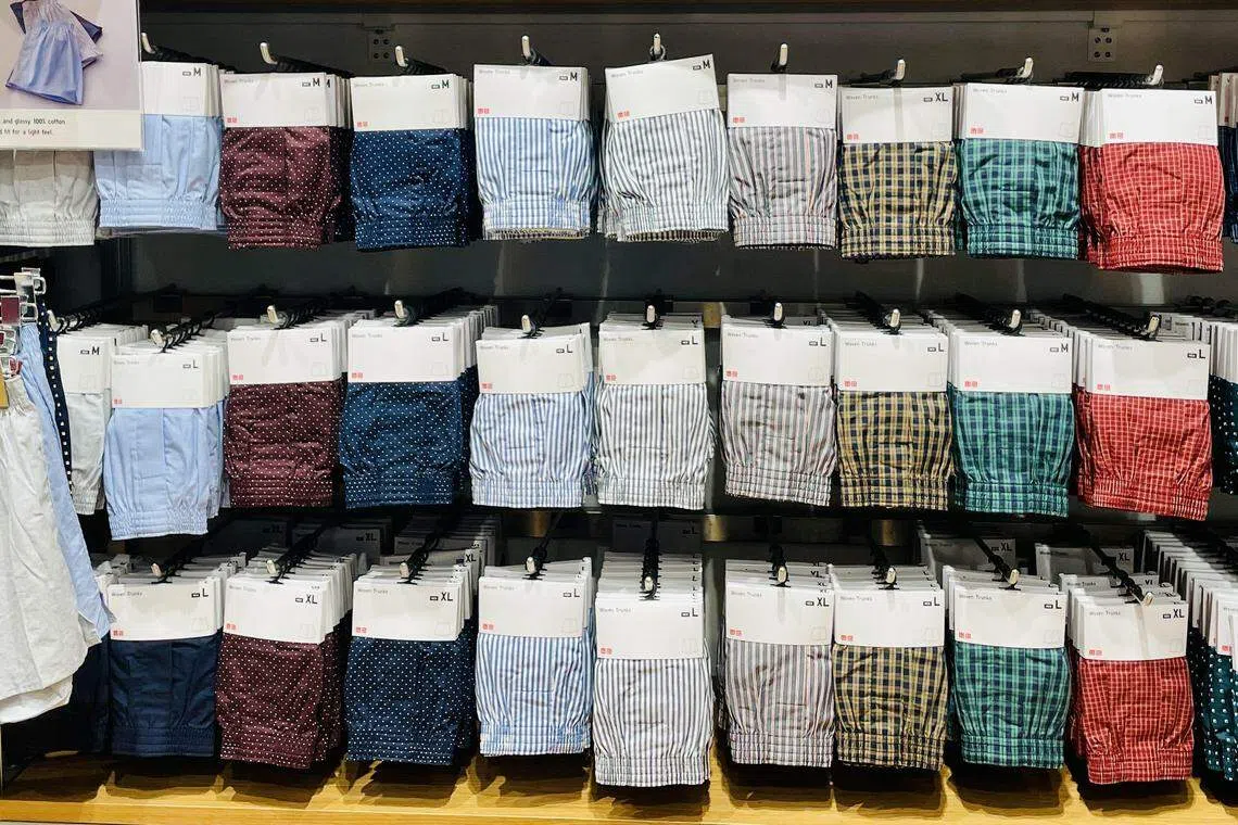 条纹格子设计是Uniqlo四角裤经典款。（林方伟摄）