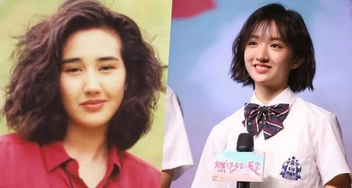 许恩怡（右）是柏安妮的女儿，左为柏安妮当年的照片。（网络照片）