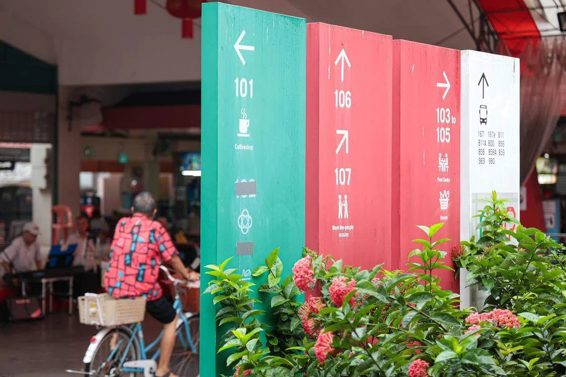 忠邦城在2016年披上彩色新装，帮助区内患有失智症的年长者更好地认路。（李冠卫摄）