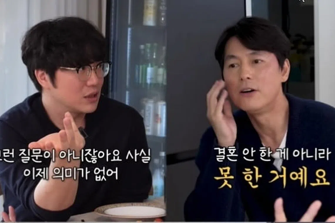 郑雨盛（右）2023年底上成始璄的访谈节目称自己不能结婚。（视频载图）