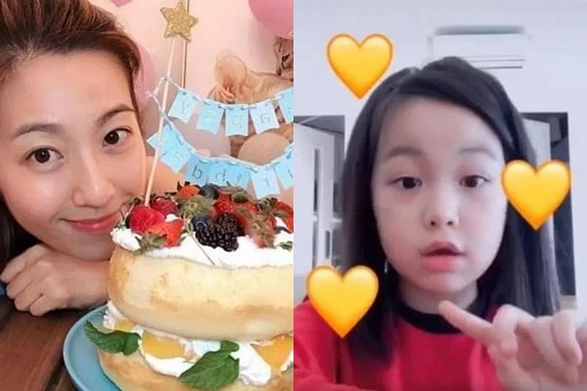 陈自瑶（左）独自为女儿庆生。（互联网）