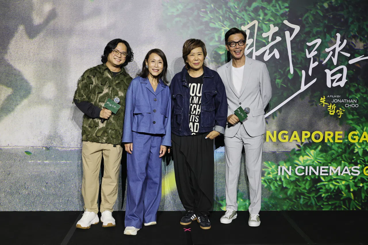 周崇庆（左起）、陈琼华、洪爱玲和李国煌出席首映会。（龙国雄摄）