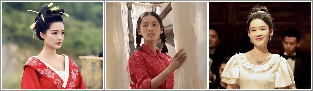 李沁戏路宽广，从《楚乔传》敢爱敢恨的元淳公主（左起），在《人生之路》坚强乐观的刘巧珍，到《追风者》内心坚韧不拔的沈近真，她一次次地挑战自己。（取自剧集微博）
