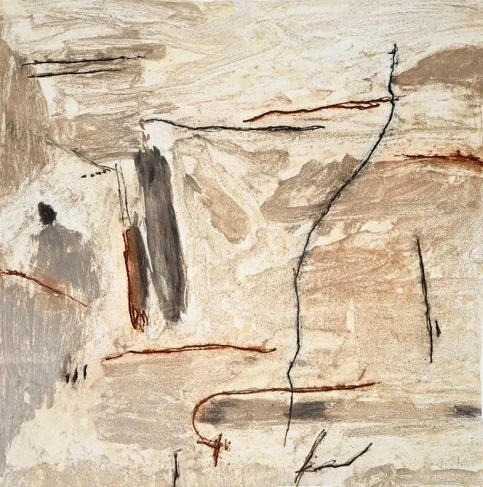 黄娇娥凹版画《宁静的融合》。（集菁艺社）