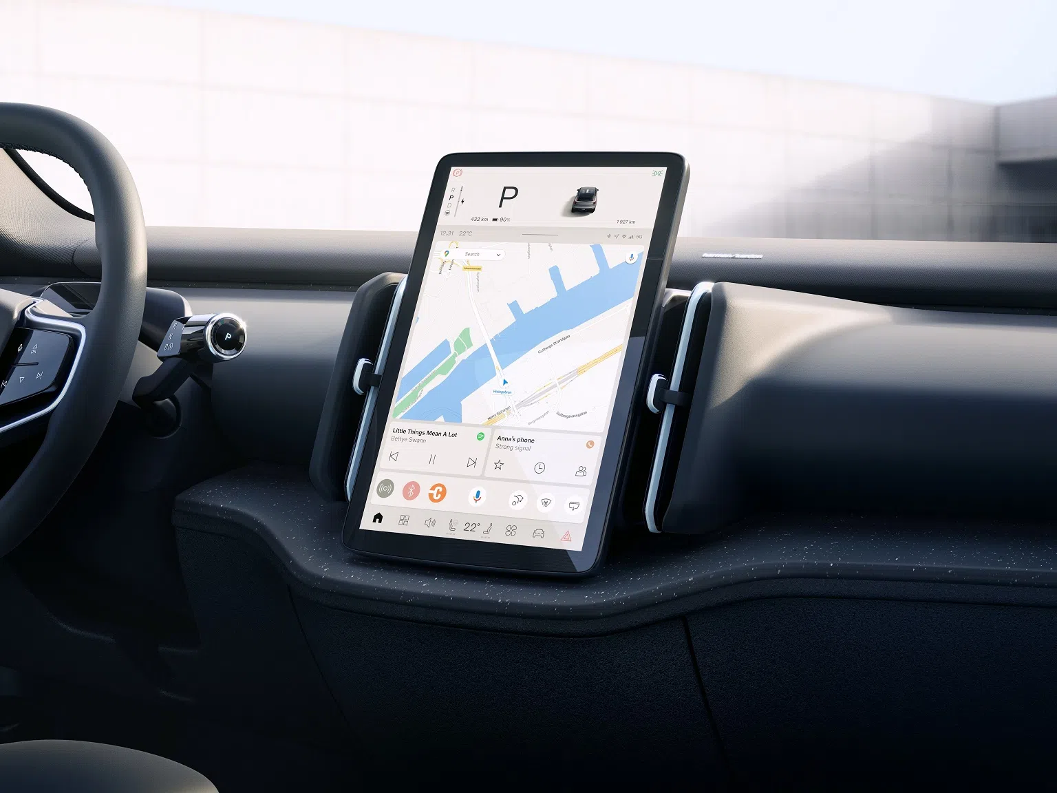 沃尔沃EX30的中央显示屏，可根据需求触控操作，也能按个人喜好进行设置。（图/Volvo提供）