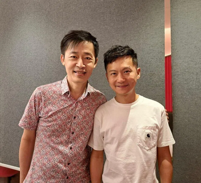 梁文福（左）和林一峰今年首次见面，一见如故。（梁文福提供）