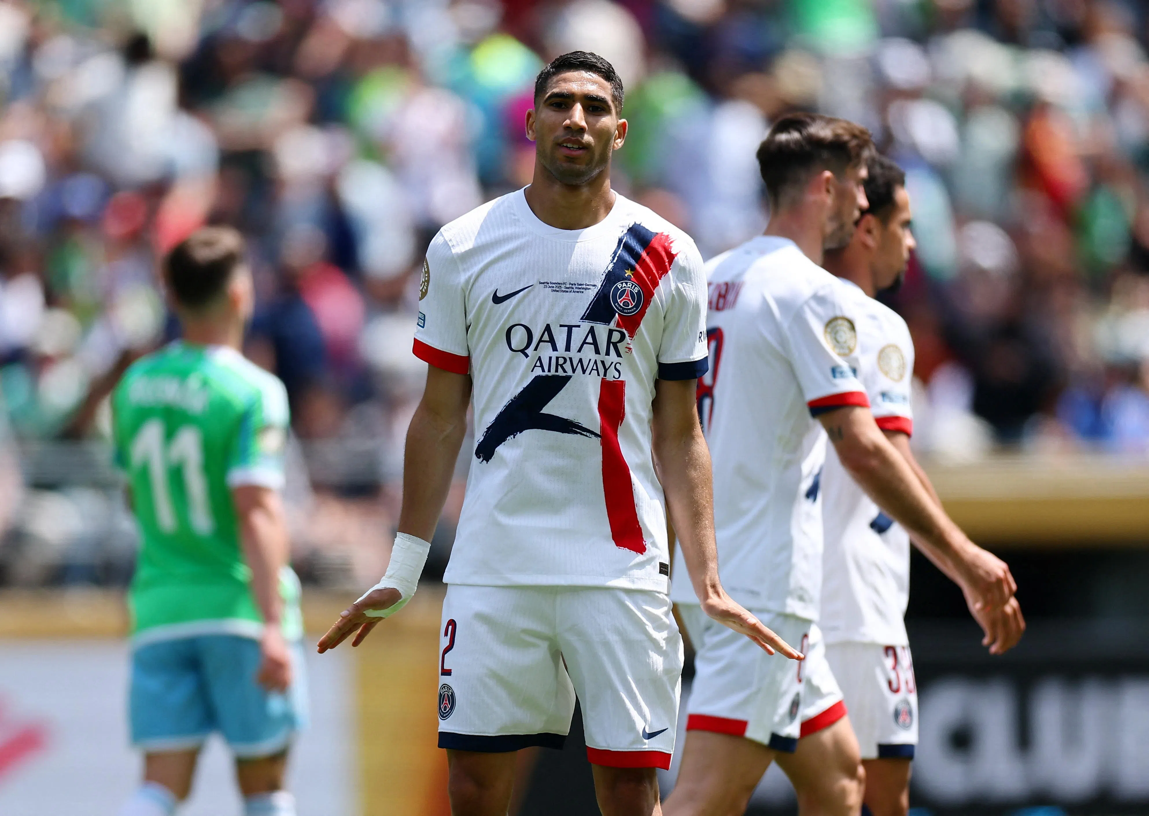 哈基米的进球为PSG取得两球胜利。（路透社）