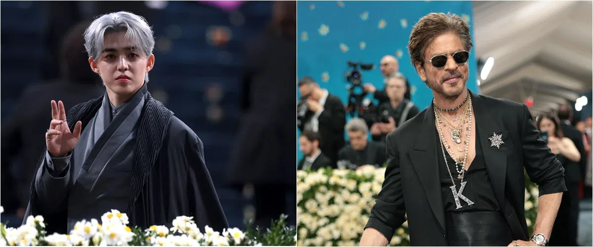 韩国人气男团Seventeen队长S.Coups（崔胜哲，左）和宝莱坞巨星Shah Rukh Khan（沙鲁汗）首度踏上Met Gala红毯。（路透社）