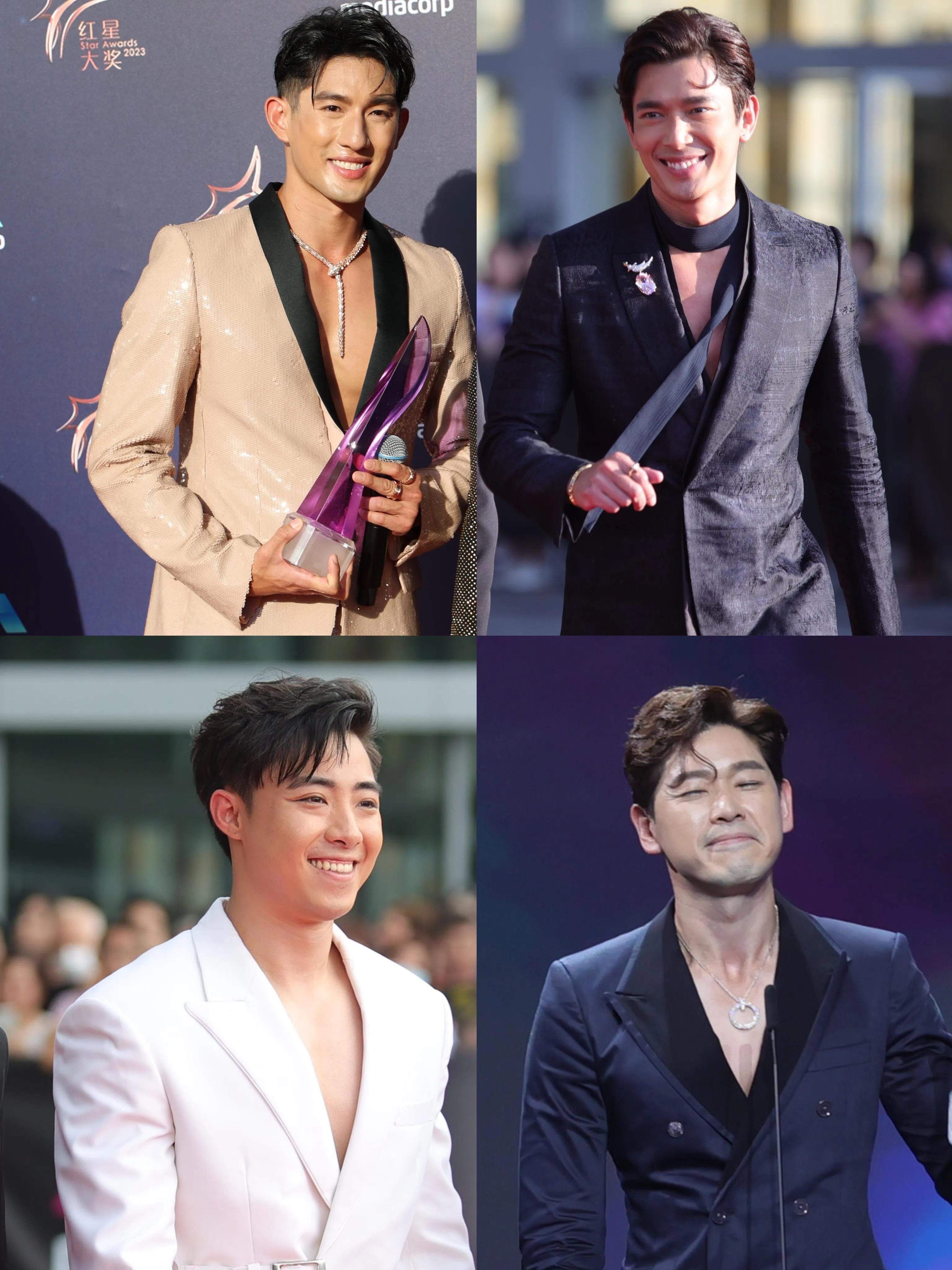 孙政（左上，顺时针）、黄俊雄、陈罗密欧和宗子杰，都选择“袒胸”示人。（新传媒提供）