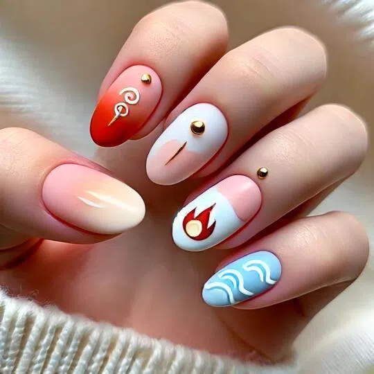 可爱的哪吒图像符号美甲套。（取自淘宝网）