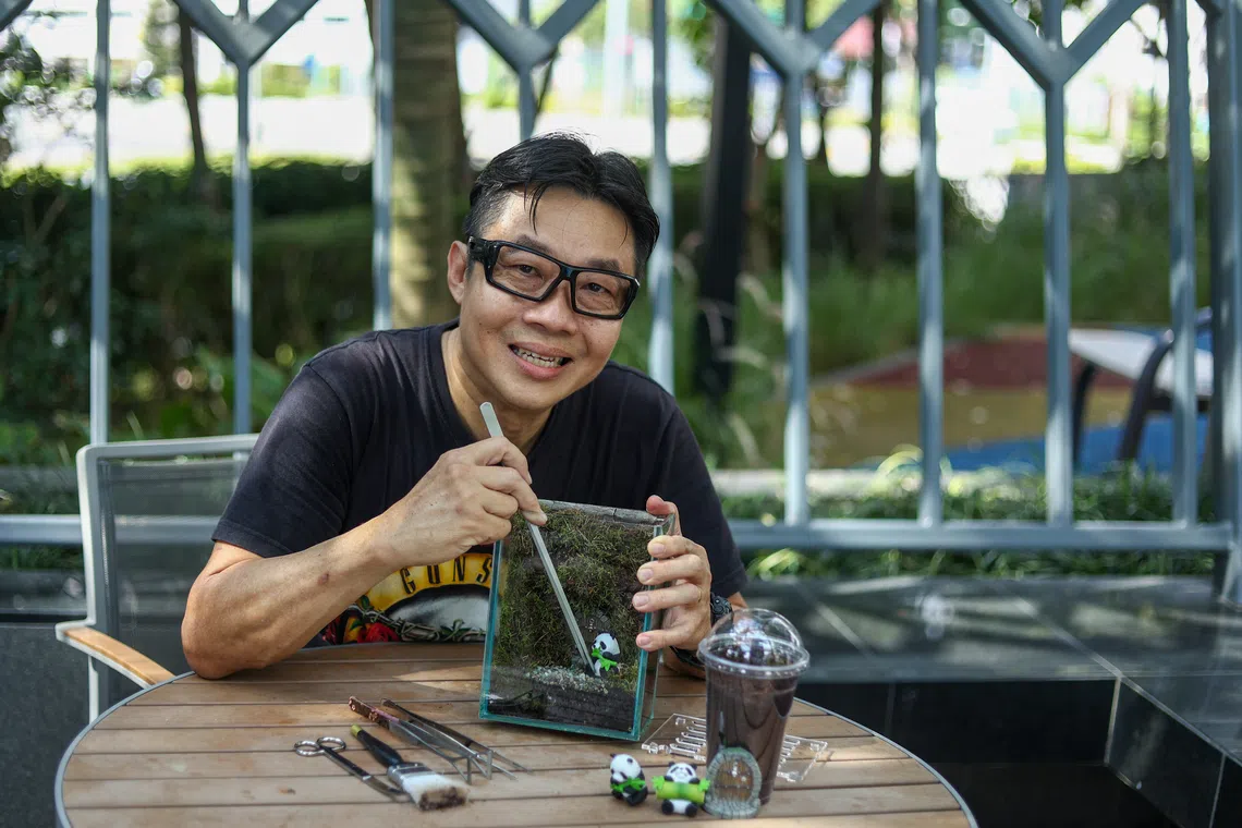 杨才广说，设计精巧的瓶中景是艺术与自然的结合，能提升空间格调与审美品味。观察和照料这个微小的绿色世界，有助人们从繁忙的都市生活中抽离，舒缓压力和焦虑。（白艳琳）