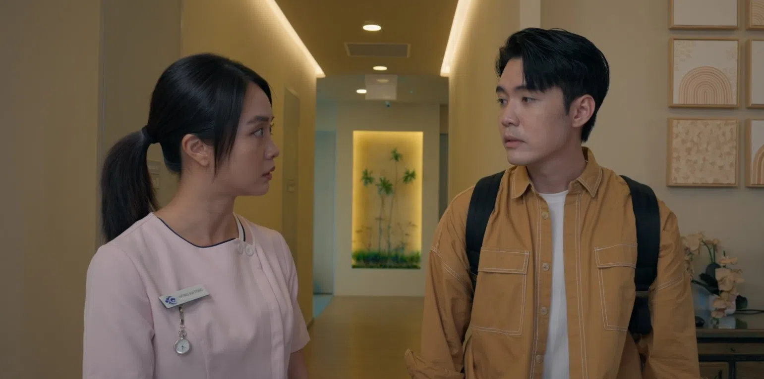 黄振隆（右）在剧中追求黄暄婷（左）。（新传媒提供）