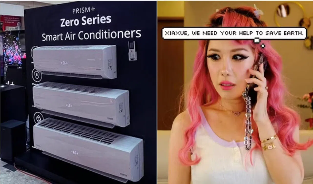 本地电视和电脑屏幕品牌Prism+在2023年投放广告，代言人“下雪”在视频中接获“拯救地球”的任务，借此宣传冷气产品的节能特性，引起新加坡广告标准管理局关注。（取自Prism+社交媒体）