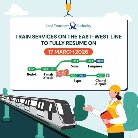 陆路交通管理局星期一（16日）傍晚在脸书贴文说，列车服务将从17日清晨首班车起恢复正常运作。（取自陆交局脸书）