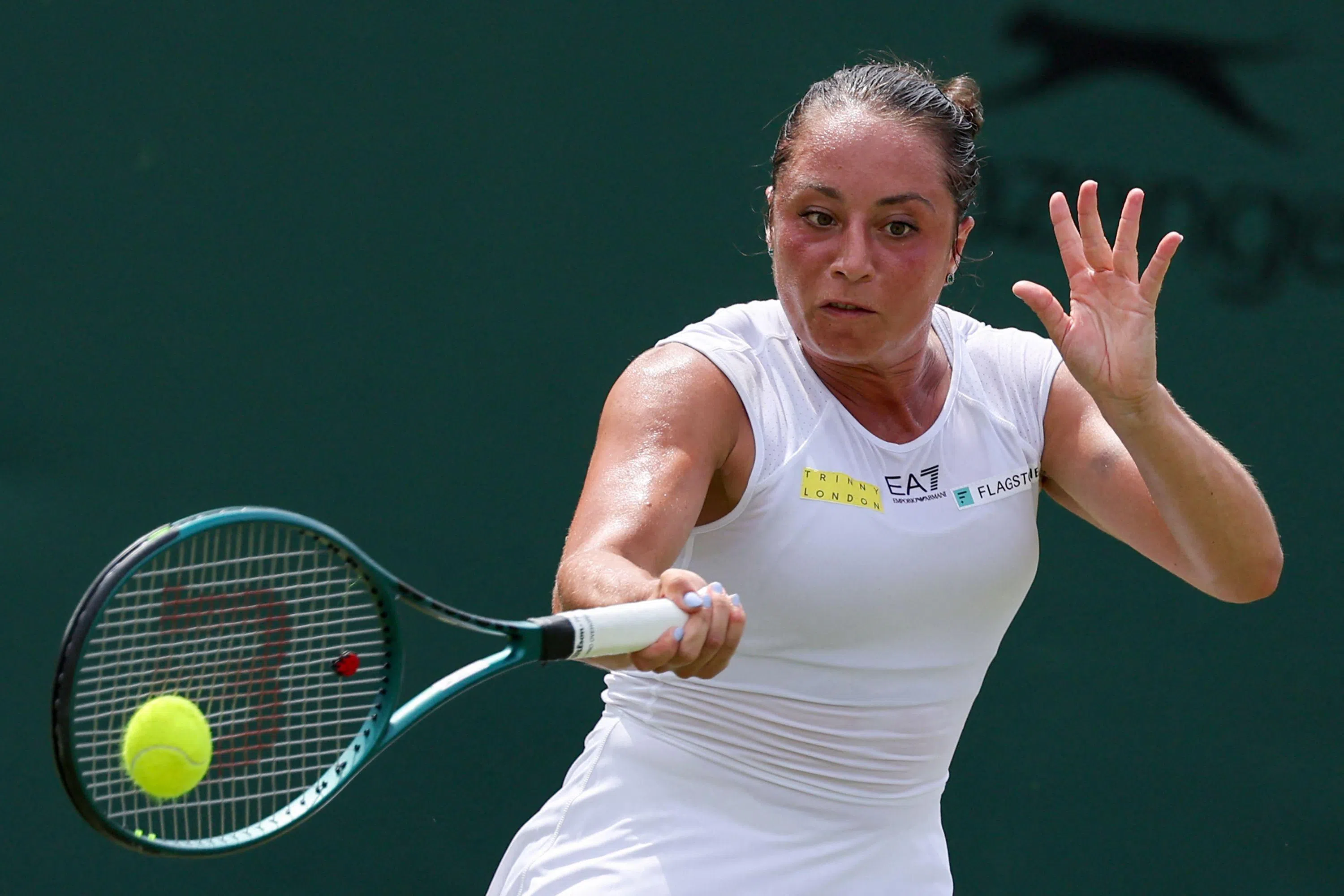 意大利选手伊莉莎贝塔去年因病错过温网，今年卷土重来，首战就淘汰了世界第三的美国名将杰西卡。（法新社）