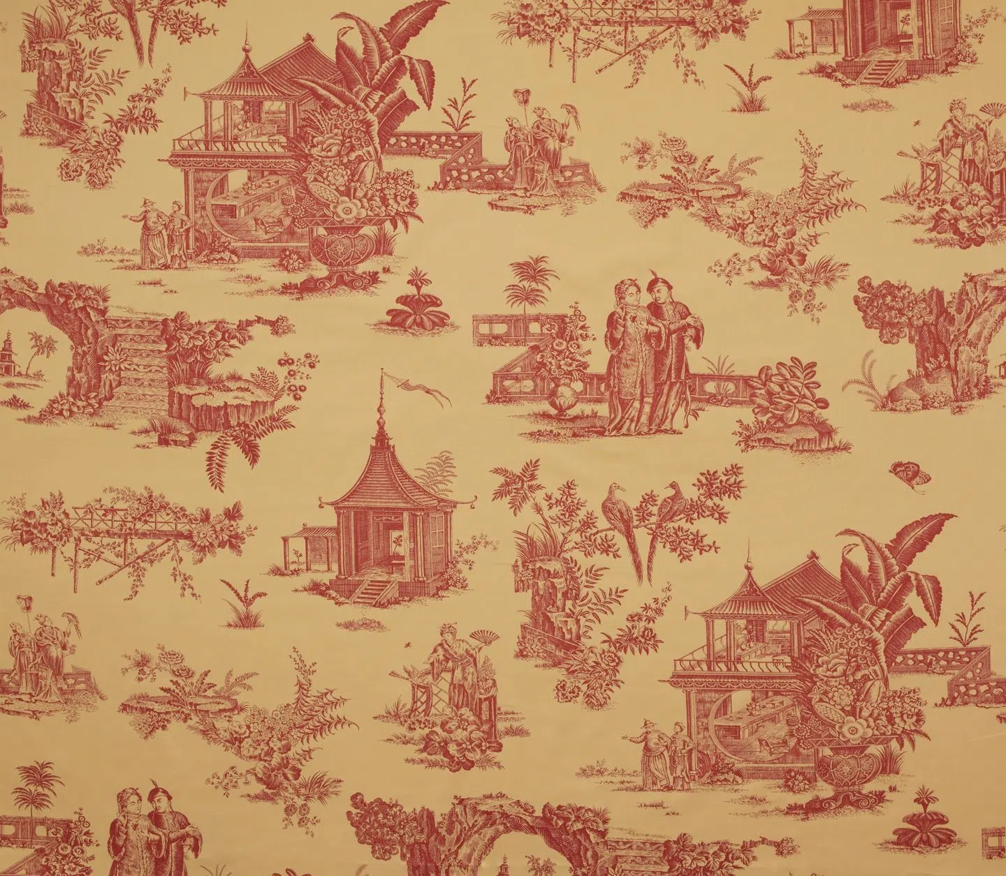 这匹东方情调的茹伊印花布描绘外国人眼中的中国世界。（互联网）