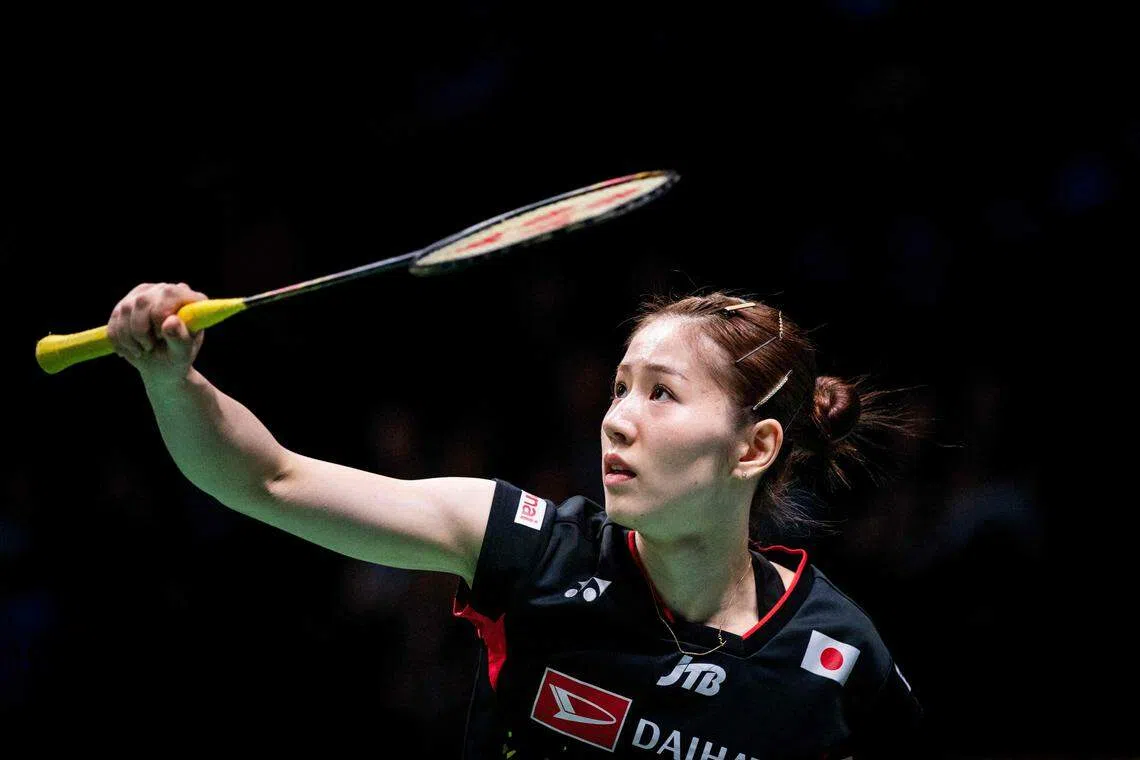 日本女双志田千阳在本届亚运会单项赛止步八强。（法新社）
