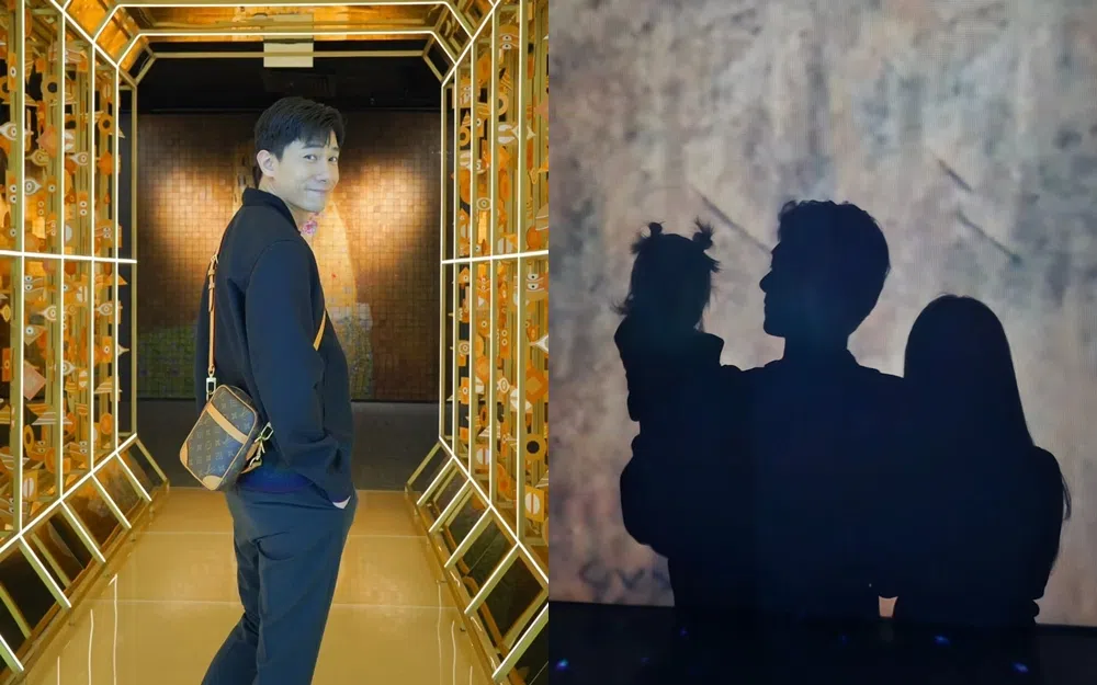 陈泂江和妻女逛艺术展。（取自陈泂江IG）