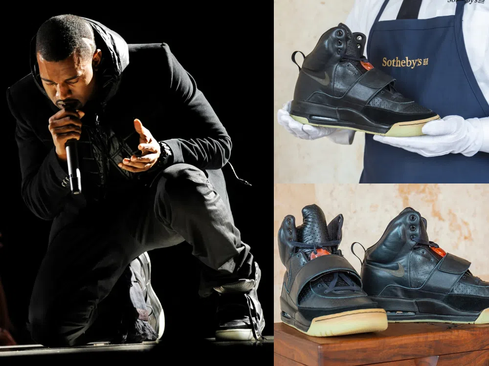 目前最高成交的球鞋是Kanye West所穿过的Nike Air Yeezy，以180万美金成功拍出。（Sotheby’s官网）