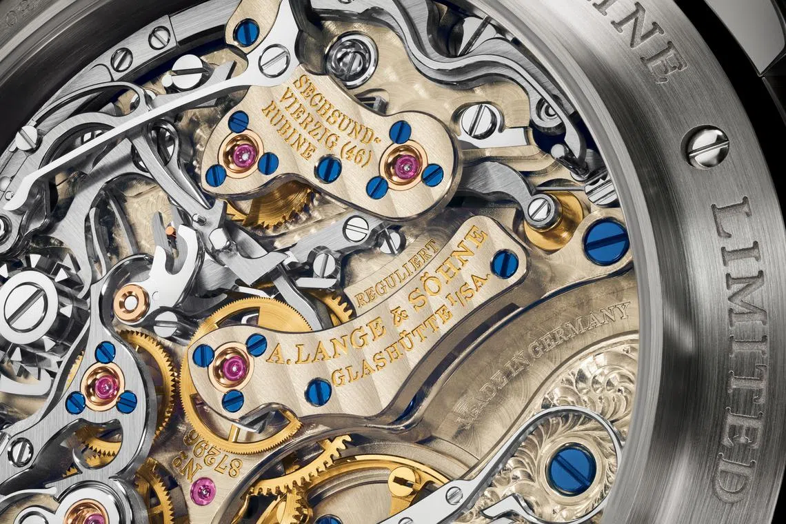 Datograph大日历计时动力储存指示腕表搭载的L951.6型机芯，由451个零件组成。（朗格提供）