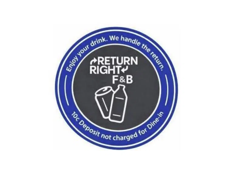 参与“饮食业正确回收计划”的业者，须在餐馆里张贴与计划相关的贴纸。（国家环境局提供）