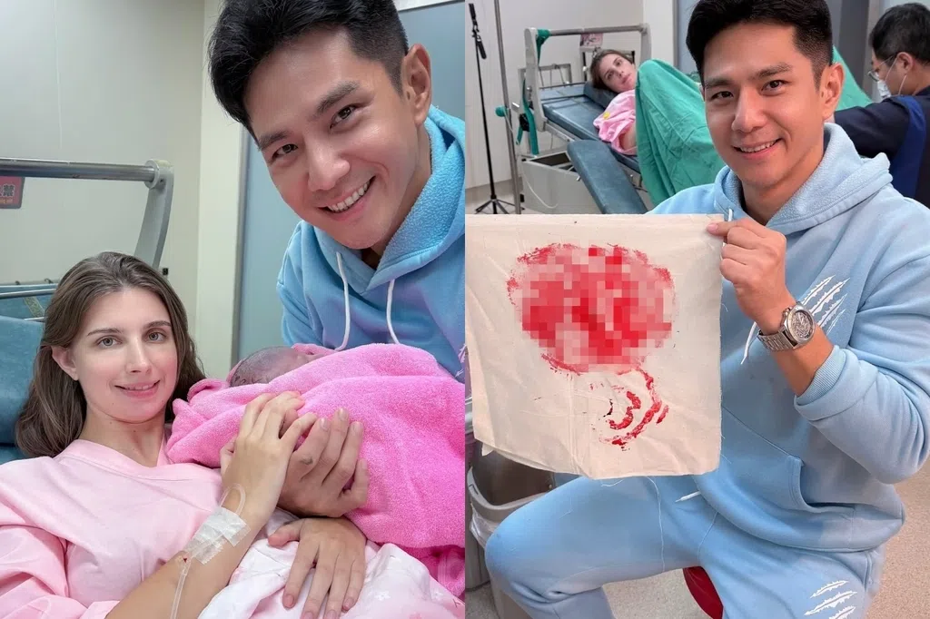 佳娜二胎顺产儿子报到 祖雄晒血红胎盘拓印