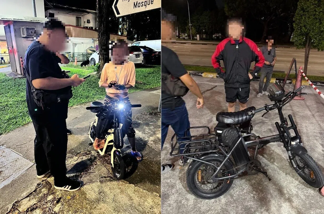 3月6日，陆交局也对这一带的非法改装个人代步工具和电动脚踏车突击检查。（新加坡警察部队提供）