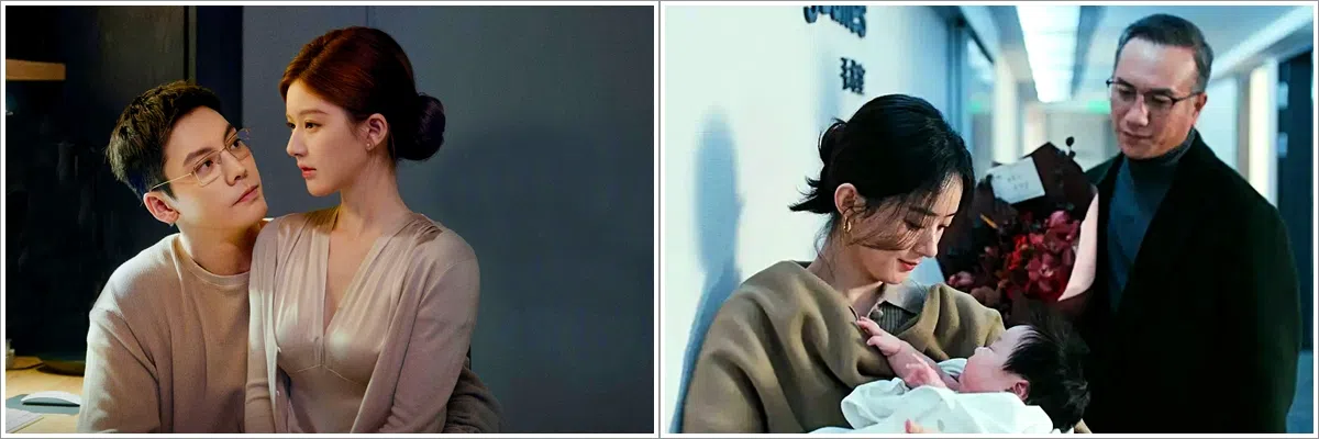 陈伟霆（左图左）饰演的沈皓明在《许我耀眼》与赵露思是一对夫妻，黄觉（右图右）在《乔妍的心事》所饰演的沈皓明是赵丽颖的经纪人，跟她有深刻的情感纠葛。（取自影剧微博、互联网）