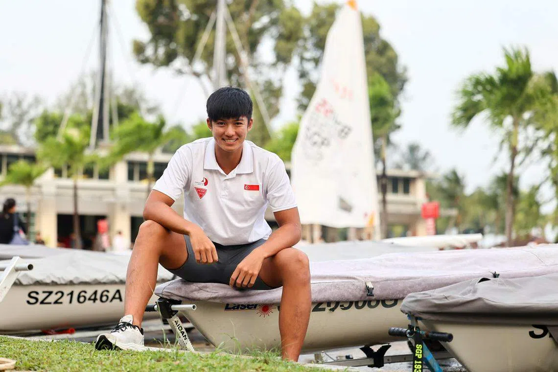 我国帆船小将胡瑞哲外形阳光帅气。（陈渊庄摄）