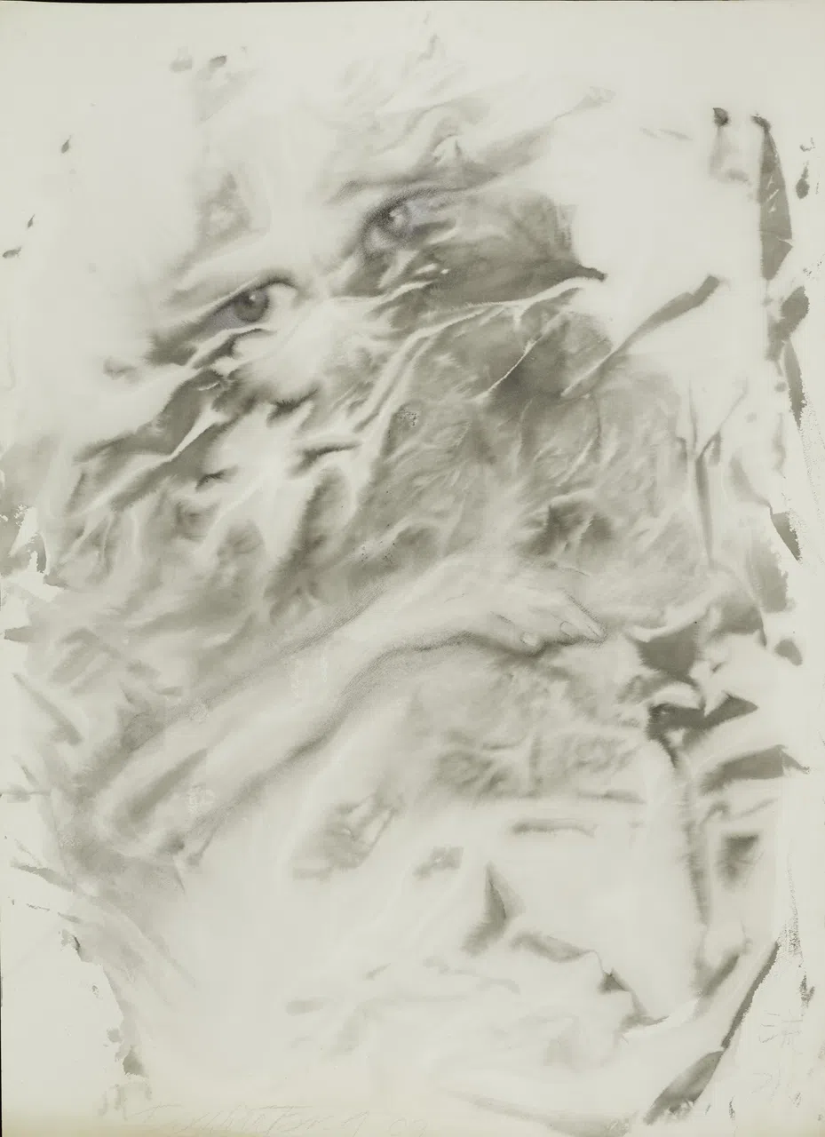 新加坡当代艺术家唐大雾水墨画《流水》。（国家美术馆提供）