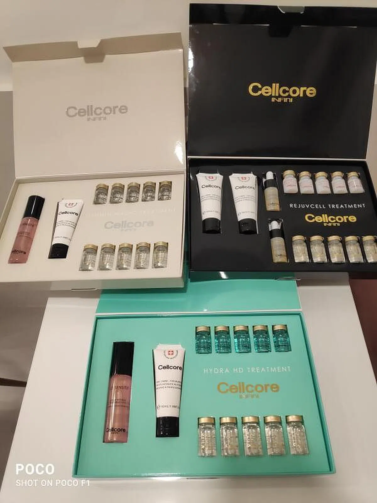 Skin Belief主打来自瑞士、具有美白（左上起）、抗老及补水功能的产品。
