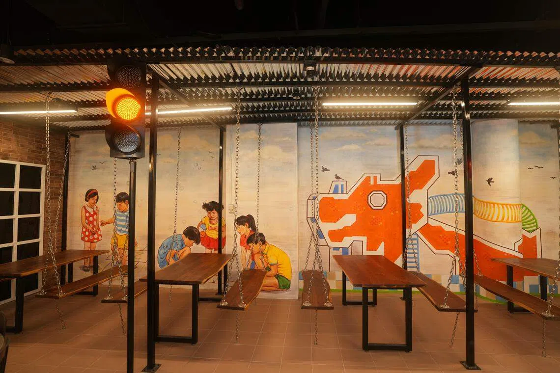 龙游乐场壁画让人产生共鸣，回忆起童年的美好。（餐馆提供）