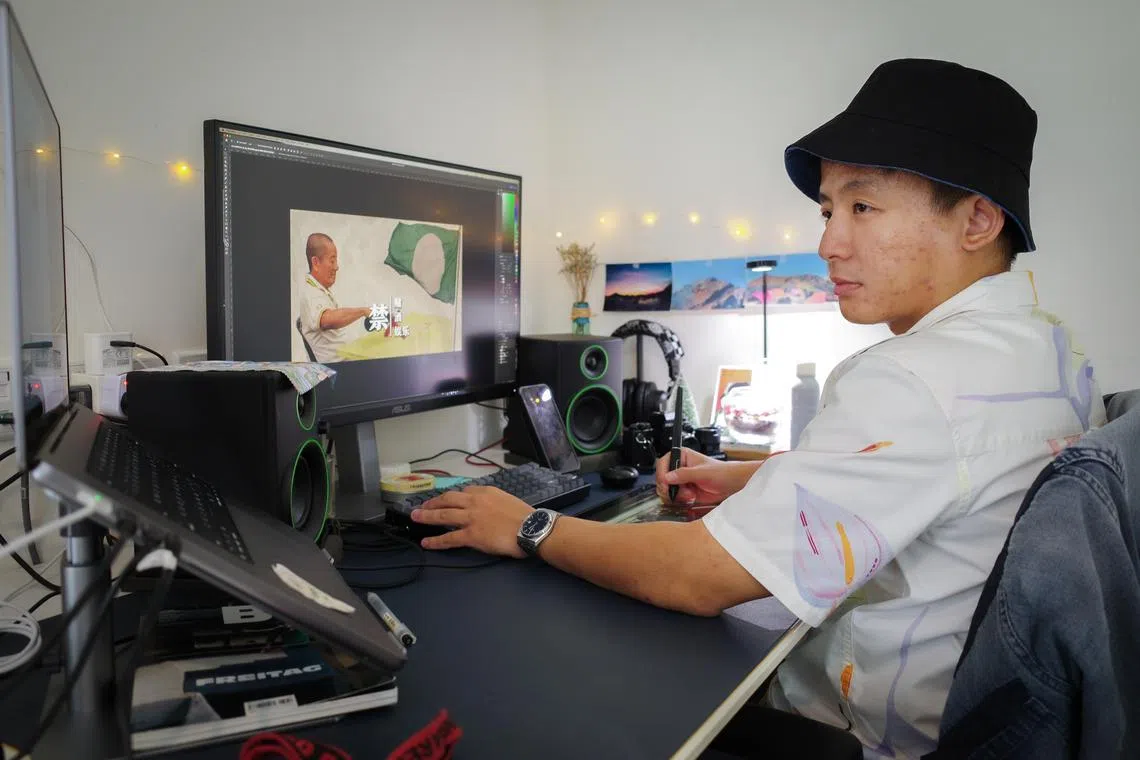 早报目前有11名剪辑师，图为剪辑师林建延在处理视频画面。（余宝华摄）
