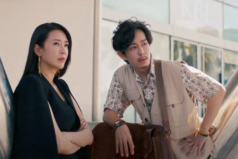 刘子绚（左）和老公田铭耀在《卧虎藏鬼》中有对手戏。（档案照）