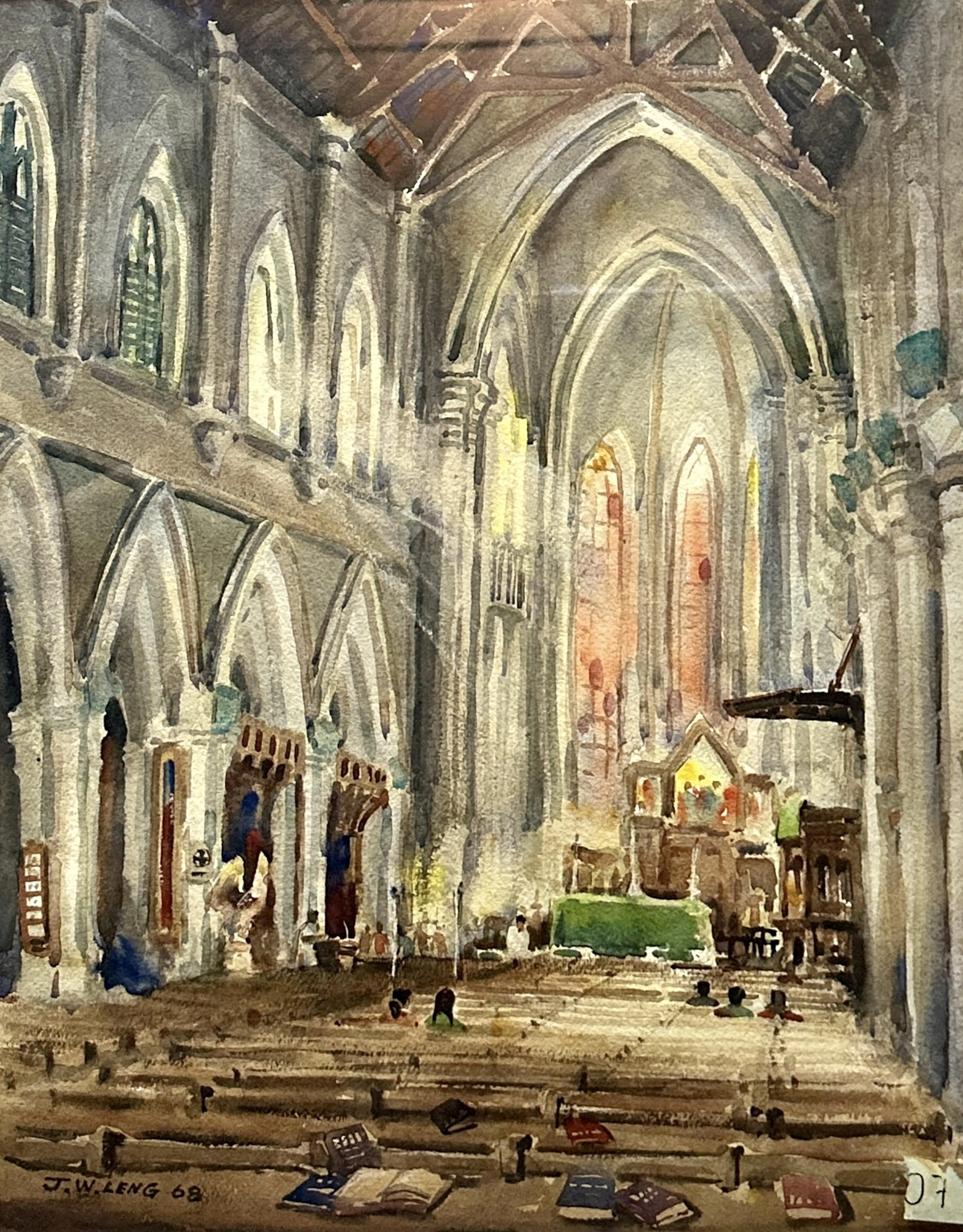 凌运凰水彩画《教堂》（1968，44x55公分）。（画廊提供）