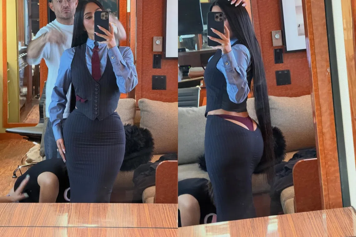 Kardashian在剧中的服装被网民认为太性感，不符合律师的形象。（取自Kim Kardashian IG）