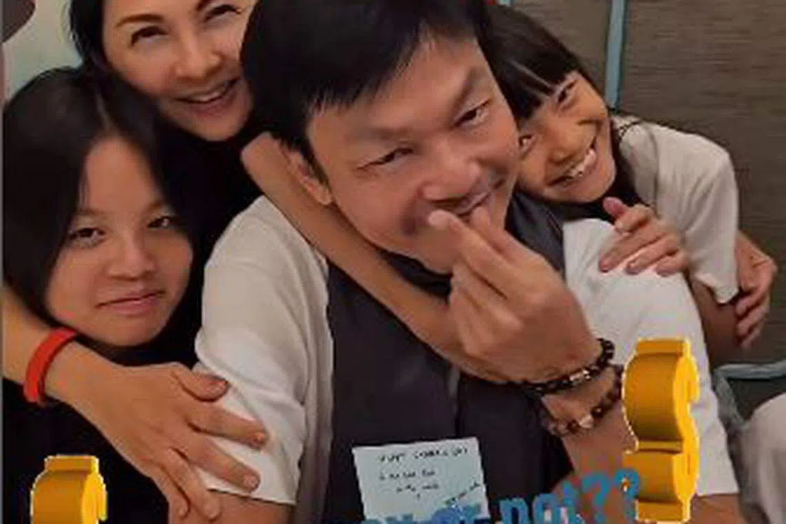 李国煌与妻小一起庆祝父亲节。（视频截图）