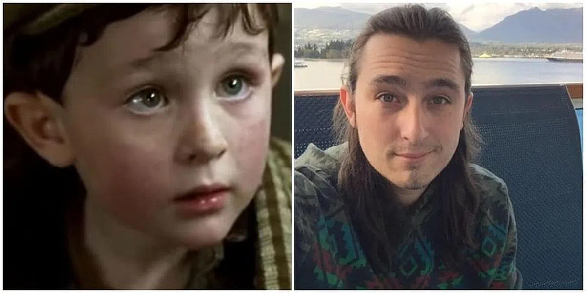Reece P. Thompson III在电影中的童年照和近照对比。（互联网）