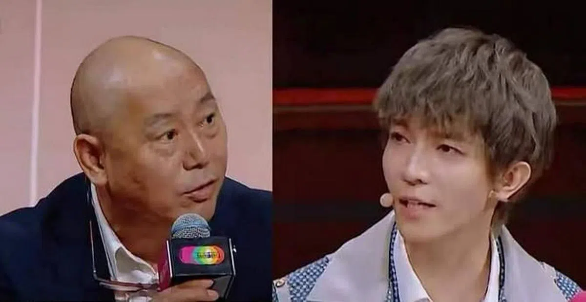 李成儒（左）在《演员请就位》里当导师，和导演郭敬明发生争执，成为热门话题。（视频截图）