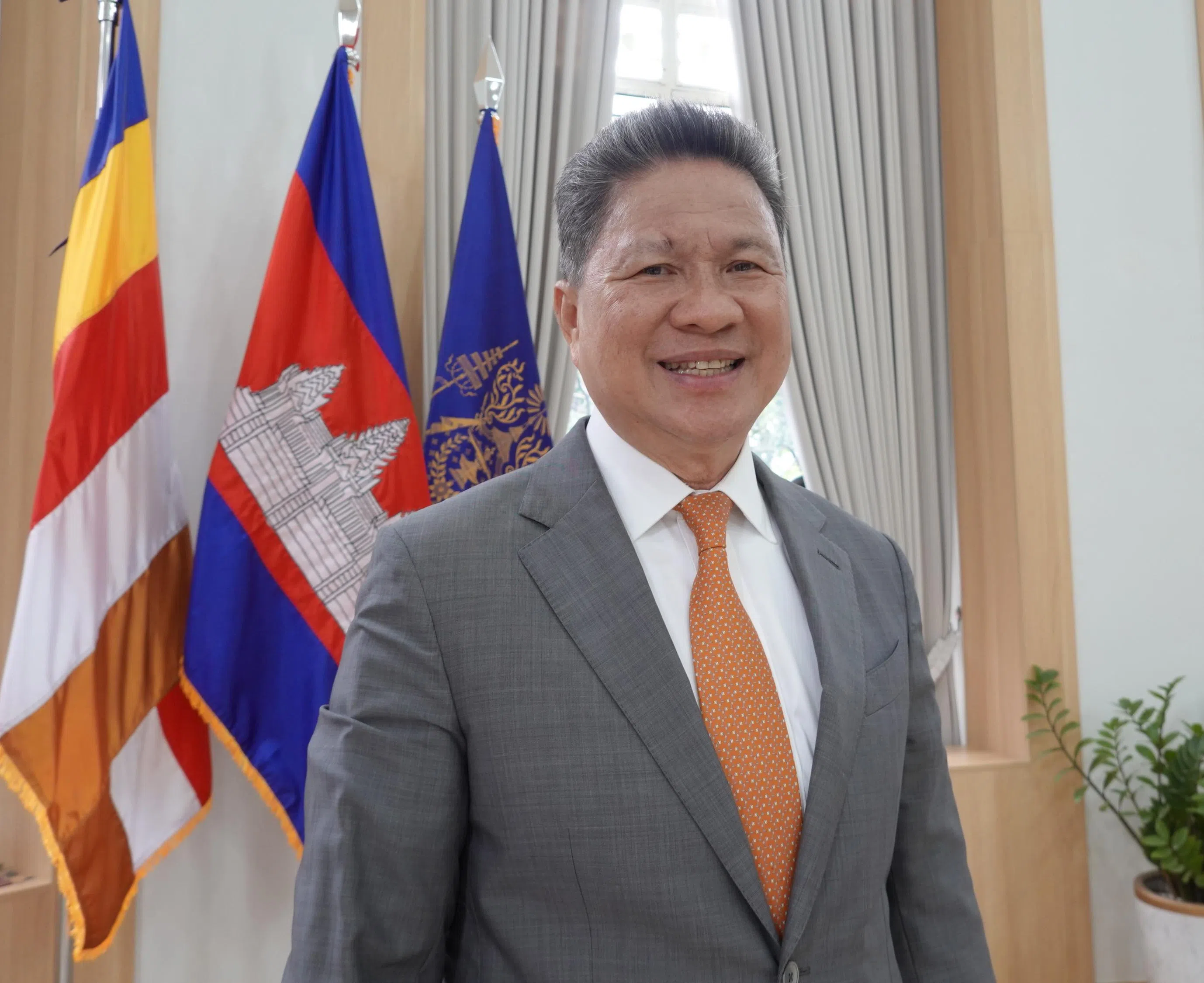 孙占托感谢美国总统特朗普给予柬埔寨较具竞争优势的税率，他也感谢特朗普介入柬泰冲突，协助两国实现停火和和平。（档案照片）