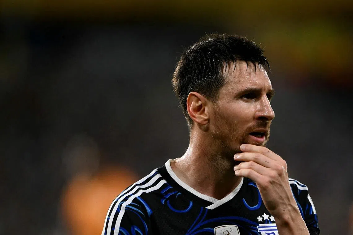 阿根廷巨星梅西尚未确定是否参加本届世界杯，如果他最终参加，将是他第六次亮相世界杯赛场。（法新社）