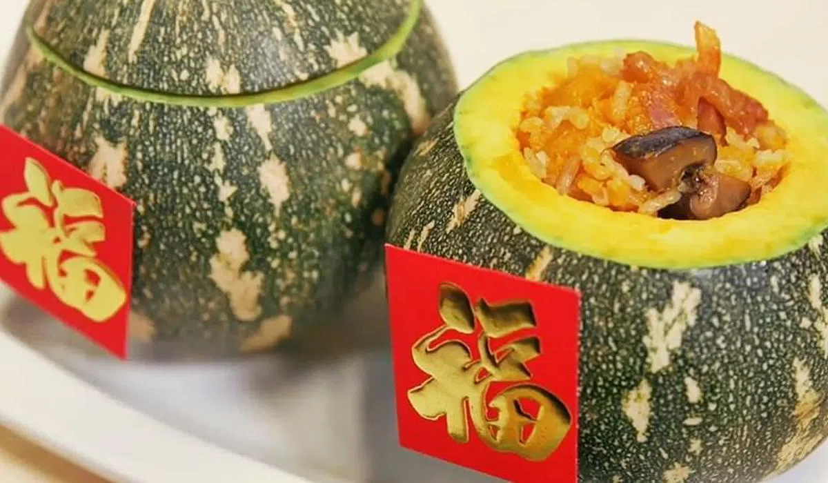 金玉满堂金瓜饭。（视频截图）