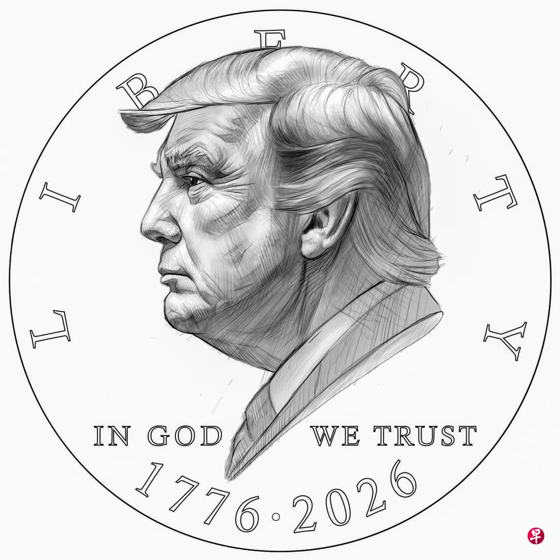 纪念美国独立250年特朗普硬币设计草图引争议| 联合早报