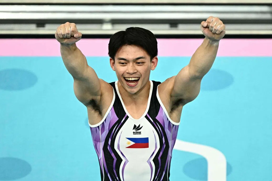 尤洛为菲律宾连夺两金创造历史，奖励不断。（法新社）
