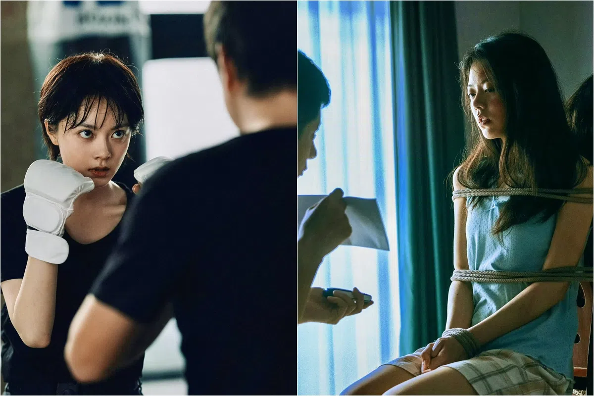 剧中赵今麦被王千源等人绑架（右），幸而最后成功逃出来，并在郭京飞鼓励下考上警校成为刑警（左）。（取自剧集微博）