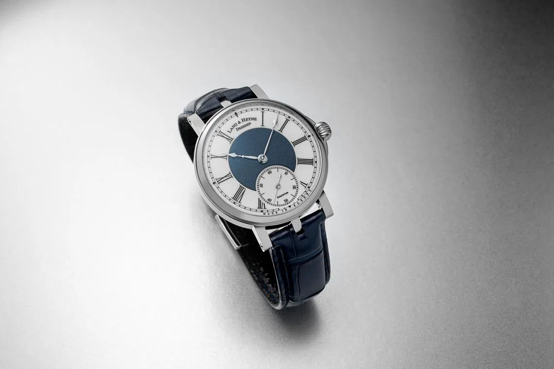 朗·海涅纪念腕表有标志性的三层表盘设计。（先施表行提供）