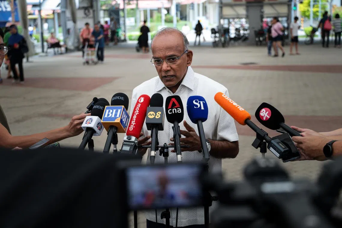 内政部长兼律政部长尚穆根提醒国人，不要把新加坡的良好治安视为理所当然的。（张俊杰摄）