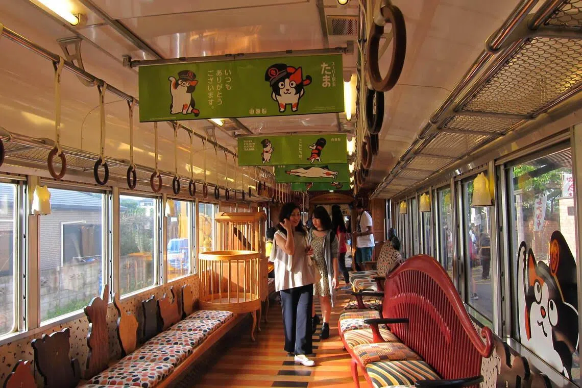 小玉电车的座椅与内饰，随处可见小玉的脚印与表情包。（苏杭提供）