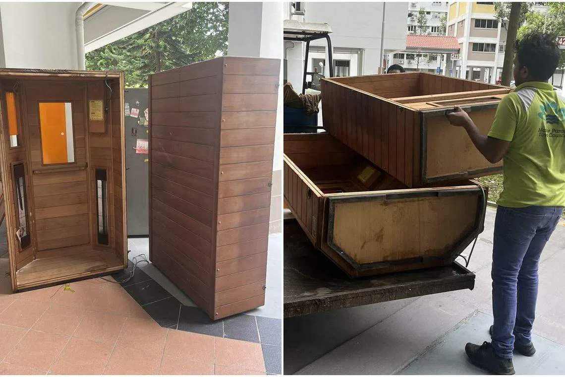 市镇会派人拆除搬走桑拿房。（黄良辉摄）