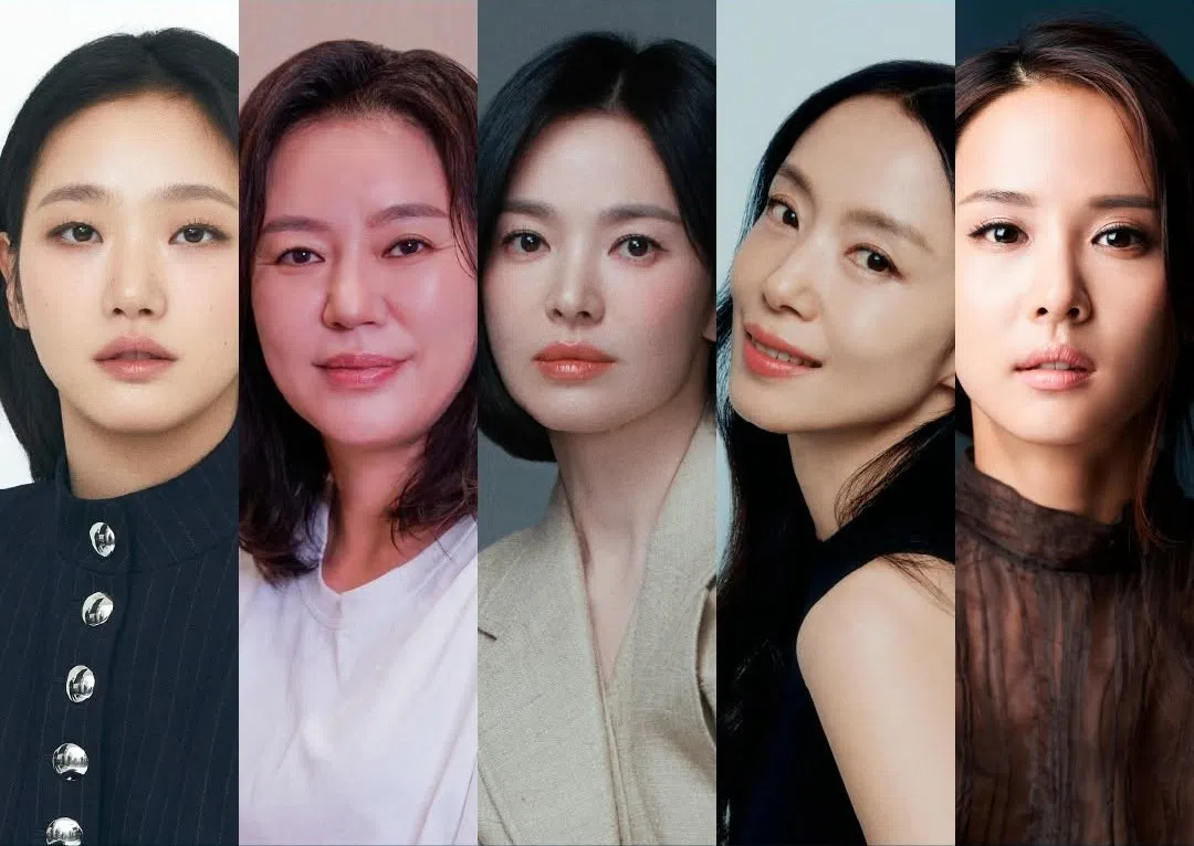 金高银（左起）、金锦顺、宋慧乔、全道嬿和曹汝贞争夺影后。（取自百想艺术大赏IG）